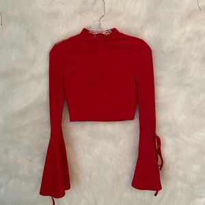 PLT flare-sleeve crop top